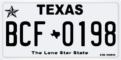 TX license plate BCF0198