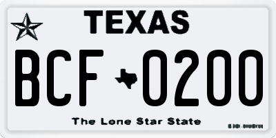TX license plate BCF0200