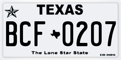 TX license plate BCF0207