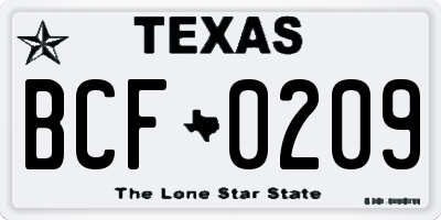 TX license plate BCF0209