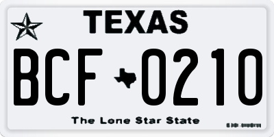 TX license plate BCF0210