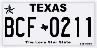 TX license plate BCF0211