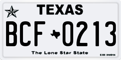 TX license plate BCF0213