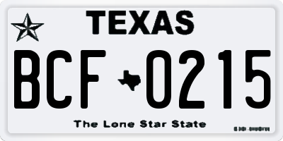 TX license plate BCF0215