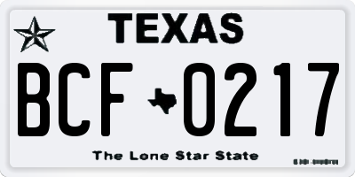 TX license plate BCF0217
