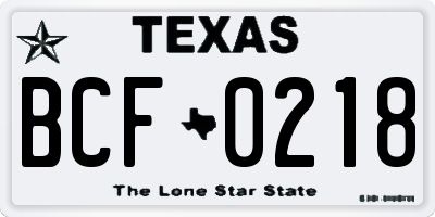TX license plate BCF0218