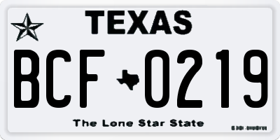 TX license plate BCF0219