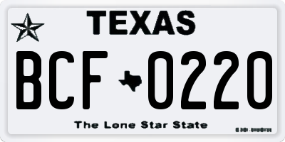 TX license plate BCF0220