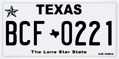 TX license plate BCF0221