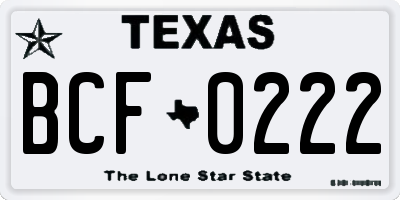 TX license plate BCF0222