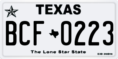 TX license plate BCF0223