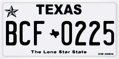 TX license plate BCF0225