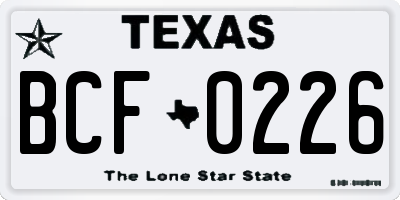 TX license plate BCF0226