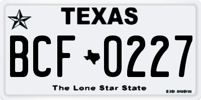 TX license plate BCF0227