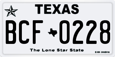 TX license plate BCF0228
