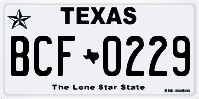 TX license plate BCF0229