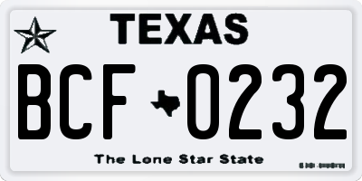 TX license plate BCF0232