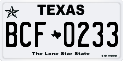 TX license plate BCF0233