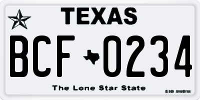 TX license plate BCF0234