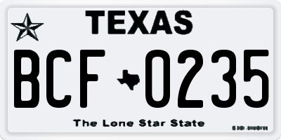 TX license plate BCF0235