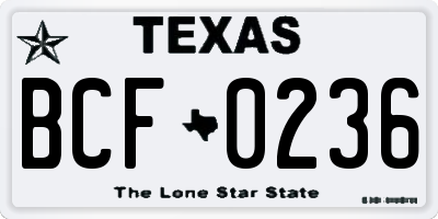 TX license plate BCF0236