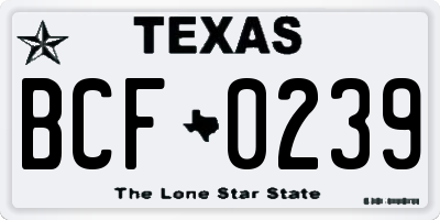 TX license plate BCF0239