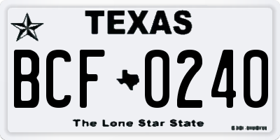 TX license plate BCF0240