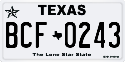 TX license plate BCF0243