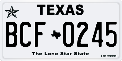 TX license plate BCF0245