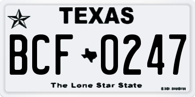 TX license plate BCF0247