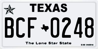 TX license plate BCF0248