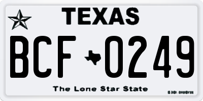 TX license plate BCF0249
