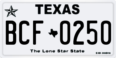 TX license plate BCF0250