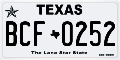 TX license plate BCF0252