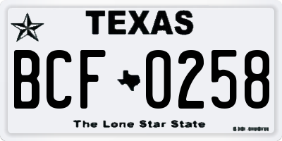 TX license plate BCF0258