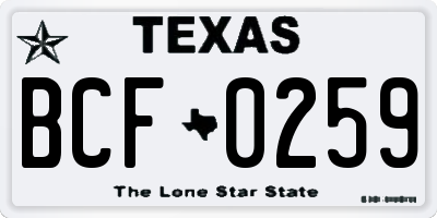 TX license plate BCF0259