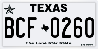 TX license plate BCF0260