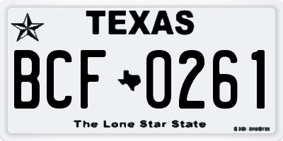 TX license plate BCF0261