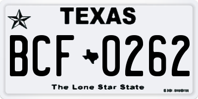 TX license plate BCF0262