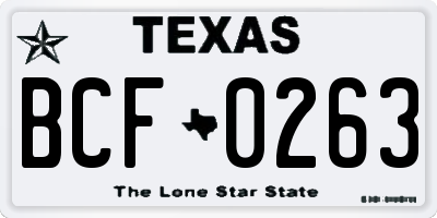 TX license plate BCF0263