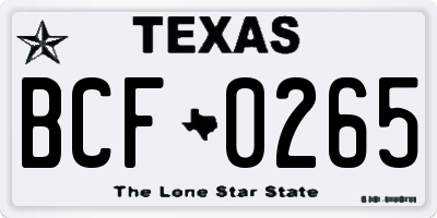 TX license plate BCF0265