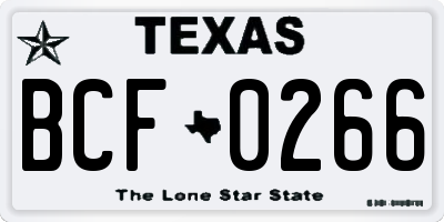 TX license plate BCF0266