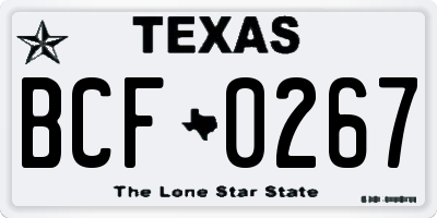 TX license plate BCF0267
