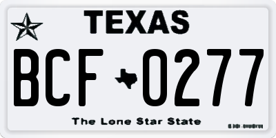 TX license plate BCF0277
