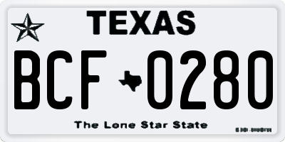 TX license plate BCF0280