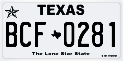 TX license plate BCF0281