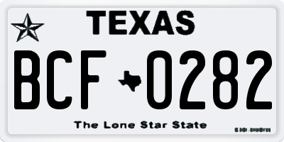 TX license plate BCF0282