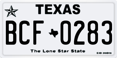 TX license plate BCF0283
