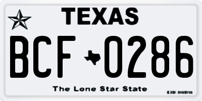TX license plate BCF0286