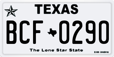 TX license plate BCF0290